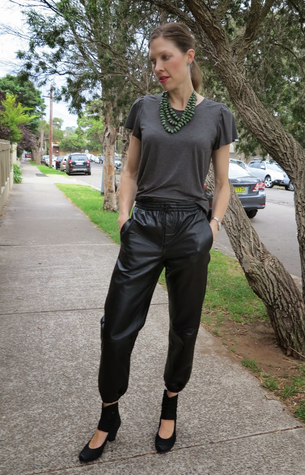 Lily Sage & Co Leather jogging pants, check!