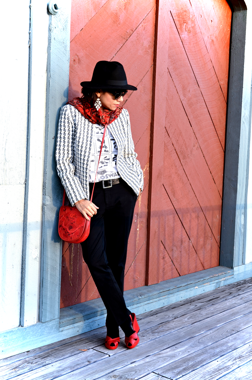 Houndstooth Jacket Red Accessories MY SMALL WARDROBE