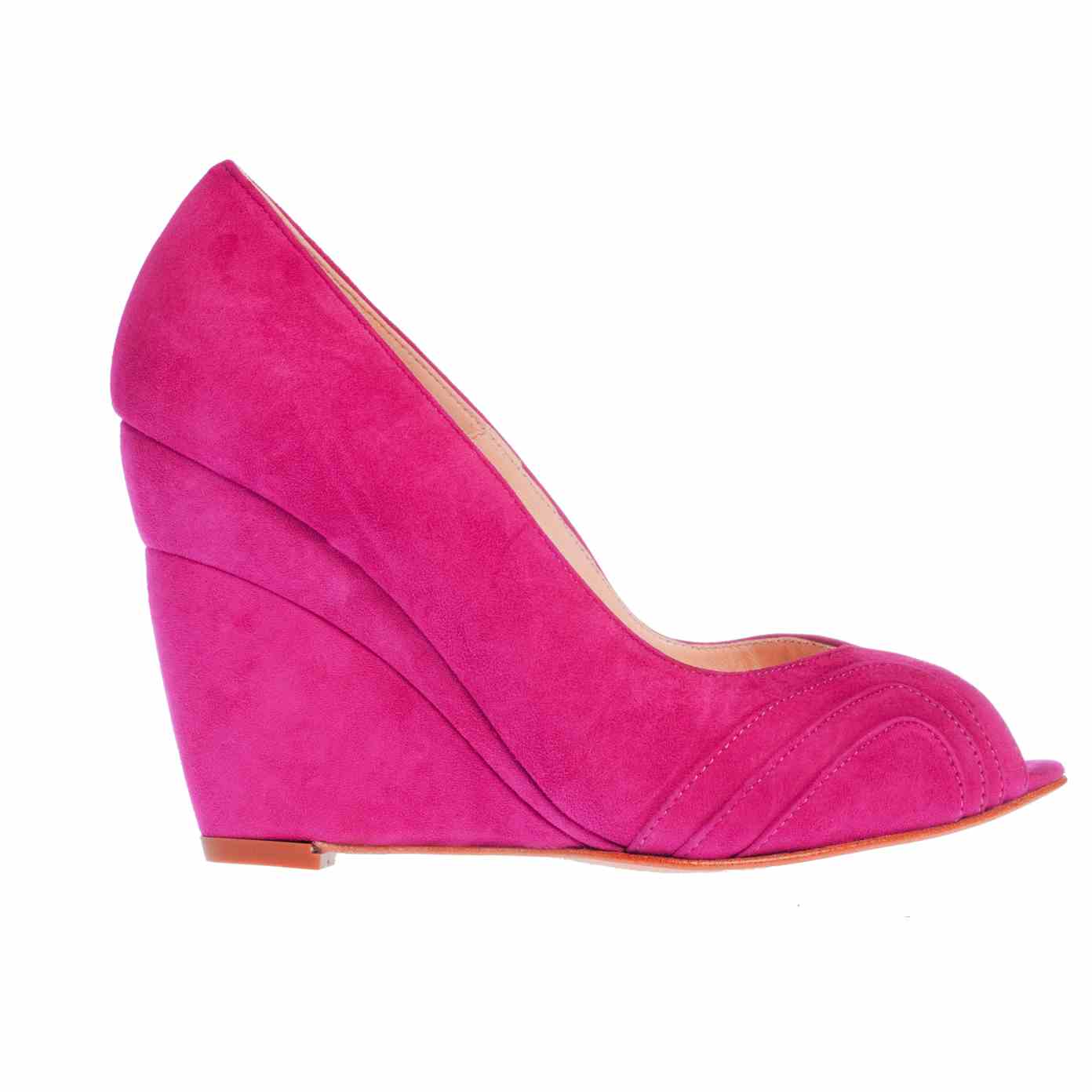 cerise pink wedge shoes