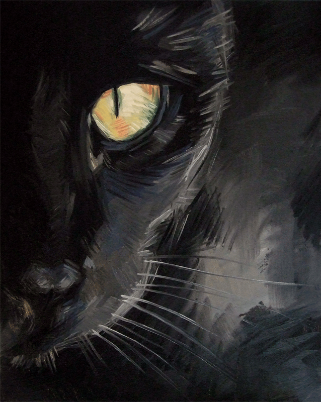 Paintings From the Parlor Cat Painting Black Cat Eye Closeup by