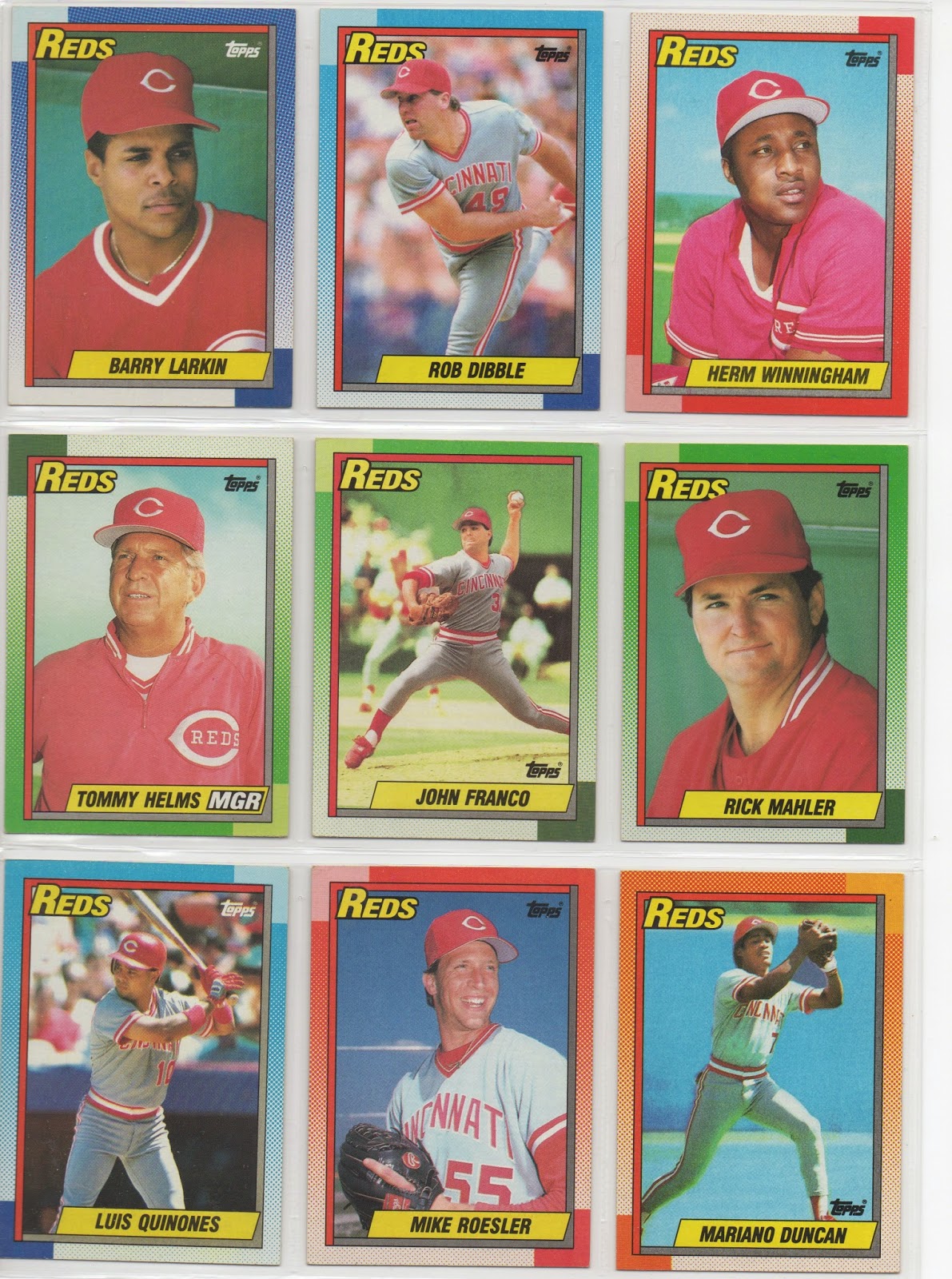 They are 1990 series cards by Score see description REDS team cards NM