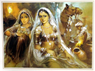 Rajasthani Girls Art Paintings2