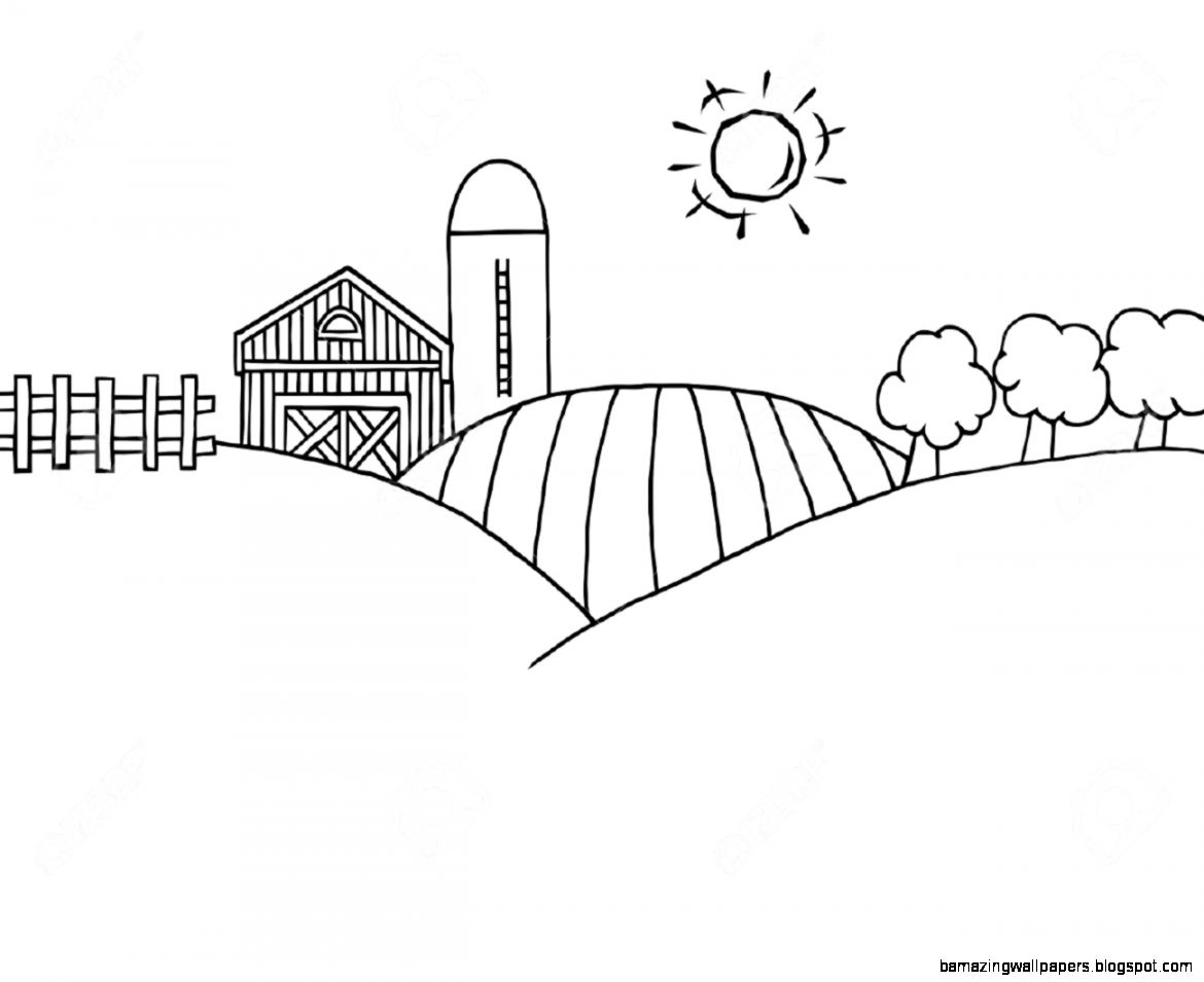 Coloring Page Outline Of Rolling Hills A Farm And Silo On Farm Coloring Page Outline Of Rolling Hills A Farm And Silo On Farm
