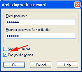 menambahkan password pada rar