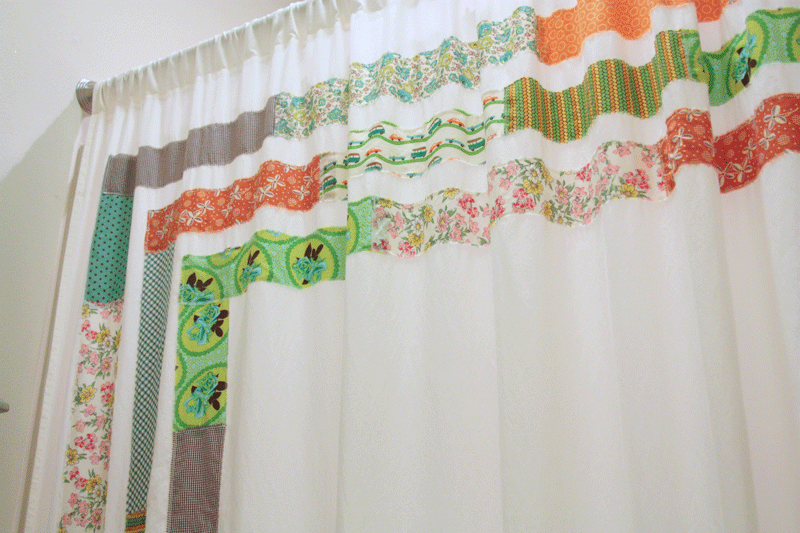 Viola Pearl Patchwork Shower Curtain Patchwork Shower Curtain