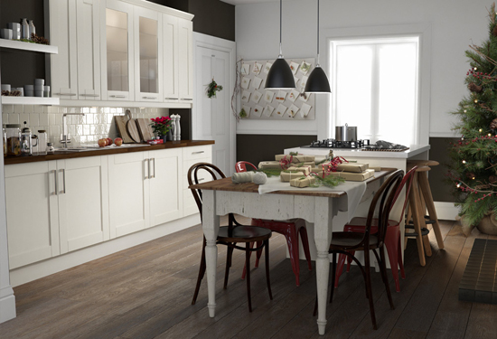 Wrapping up my presents in this gorgeous festive kitchen by Wren Living looks like so much fun!