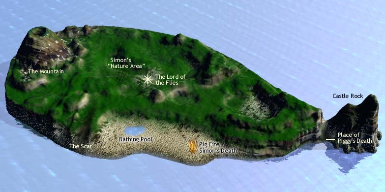 map of the island of lord of the flies