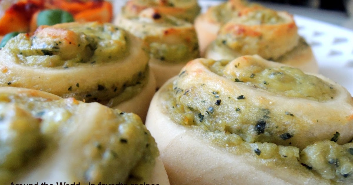 Around the World in favorite recipes Cheese and Pesto Scrolls