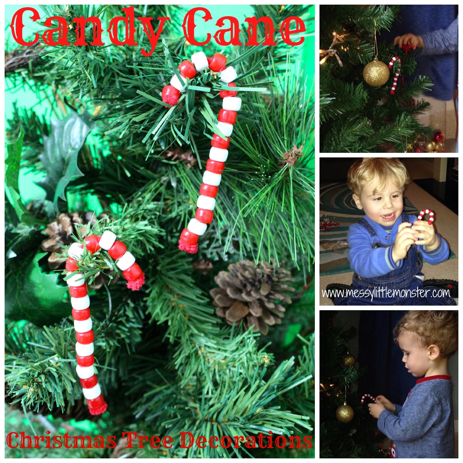 Candy Cane Christmas Tree Decorations - Messy Little Monster