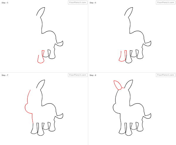 How to draw Donkey easy steps - slide 4