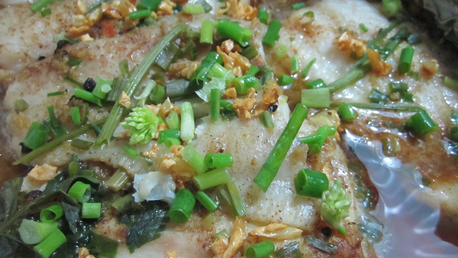 . STEAMED CREAM DORY WITH TOASTED GARLIC AND GREEN ONIONS