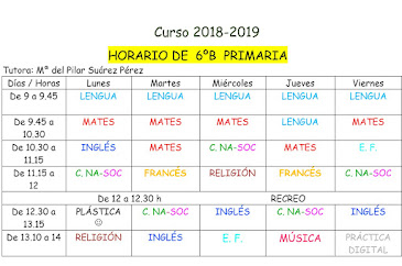 HORARIO 6º B CURSO 2018-19