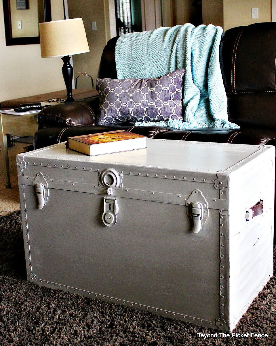 Beyond The Picket Fence Trunk TransformationSaving an Old Trunk With Paint