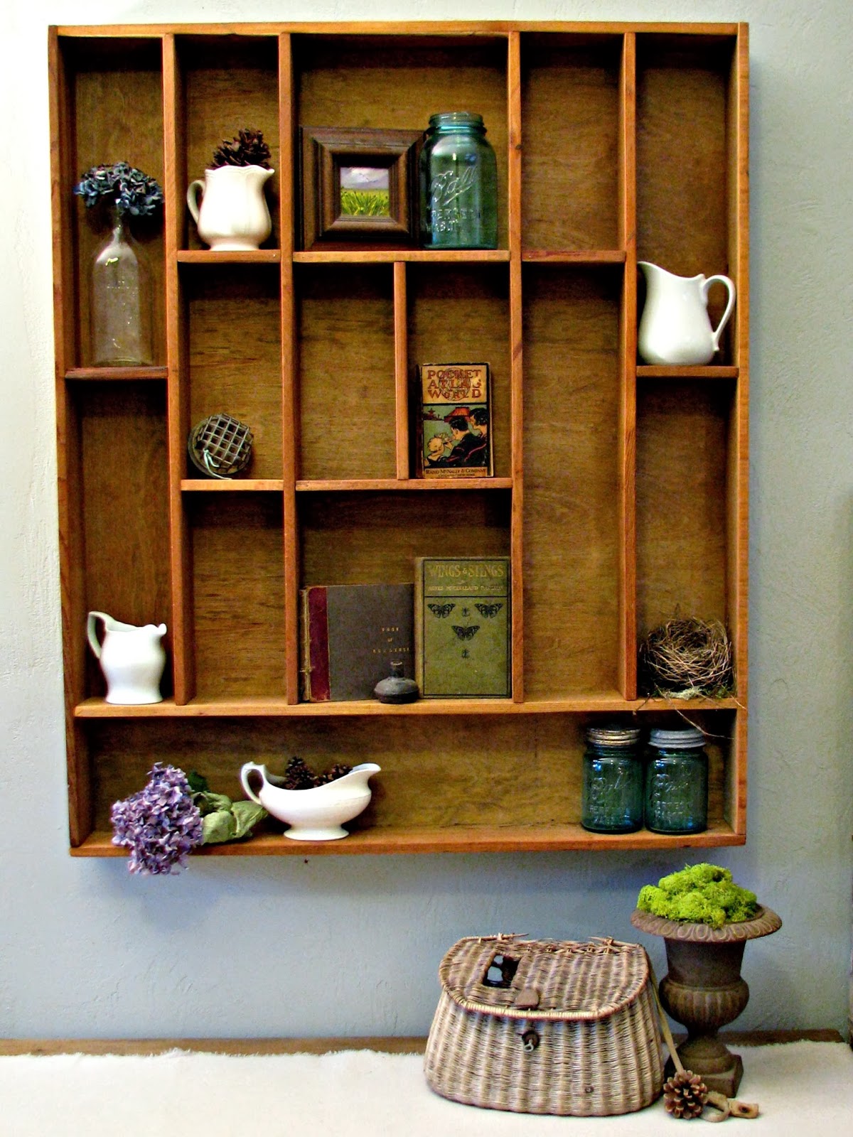 blue roof cabin DIY Letterpress Tray, Display Shelf Tutorial