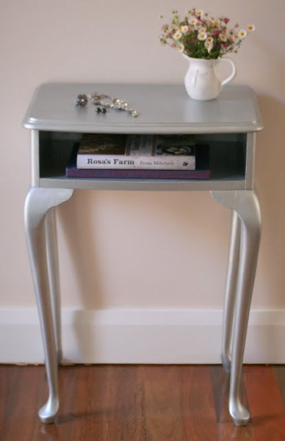 Painting a side table with Porters Duchess Satin French Silver.