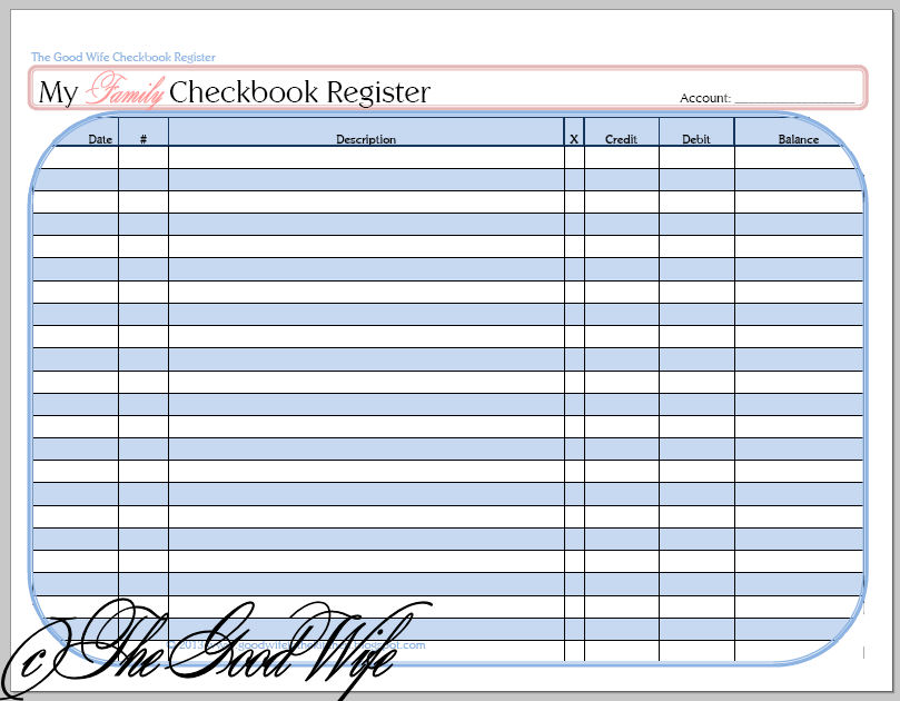 The Good Wife: New Budget Worksheet - Checkbook Registers