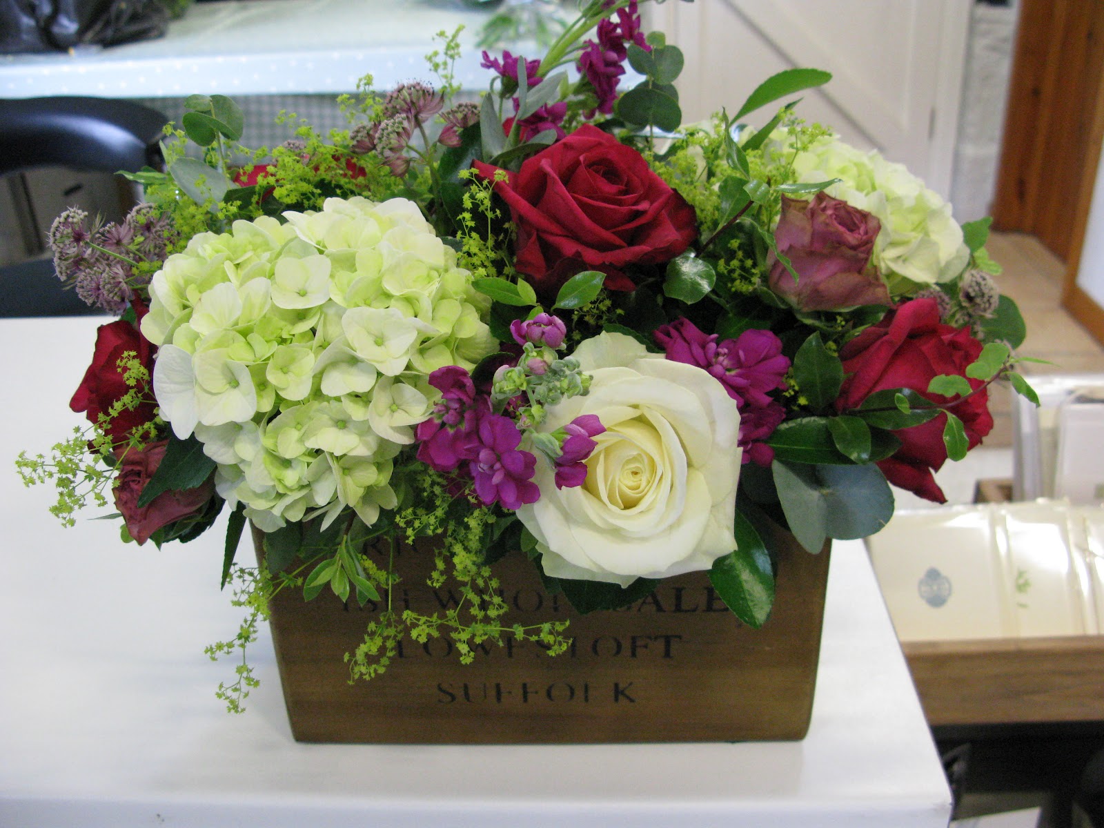 . Rustic box of flowers