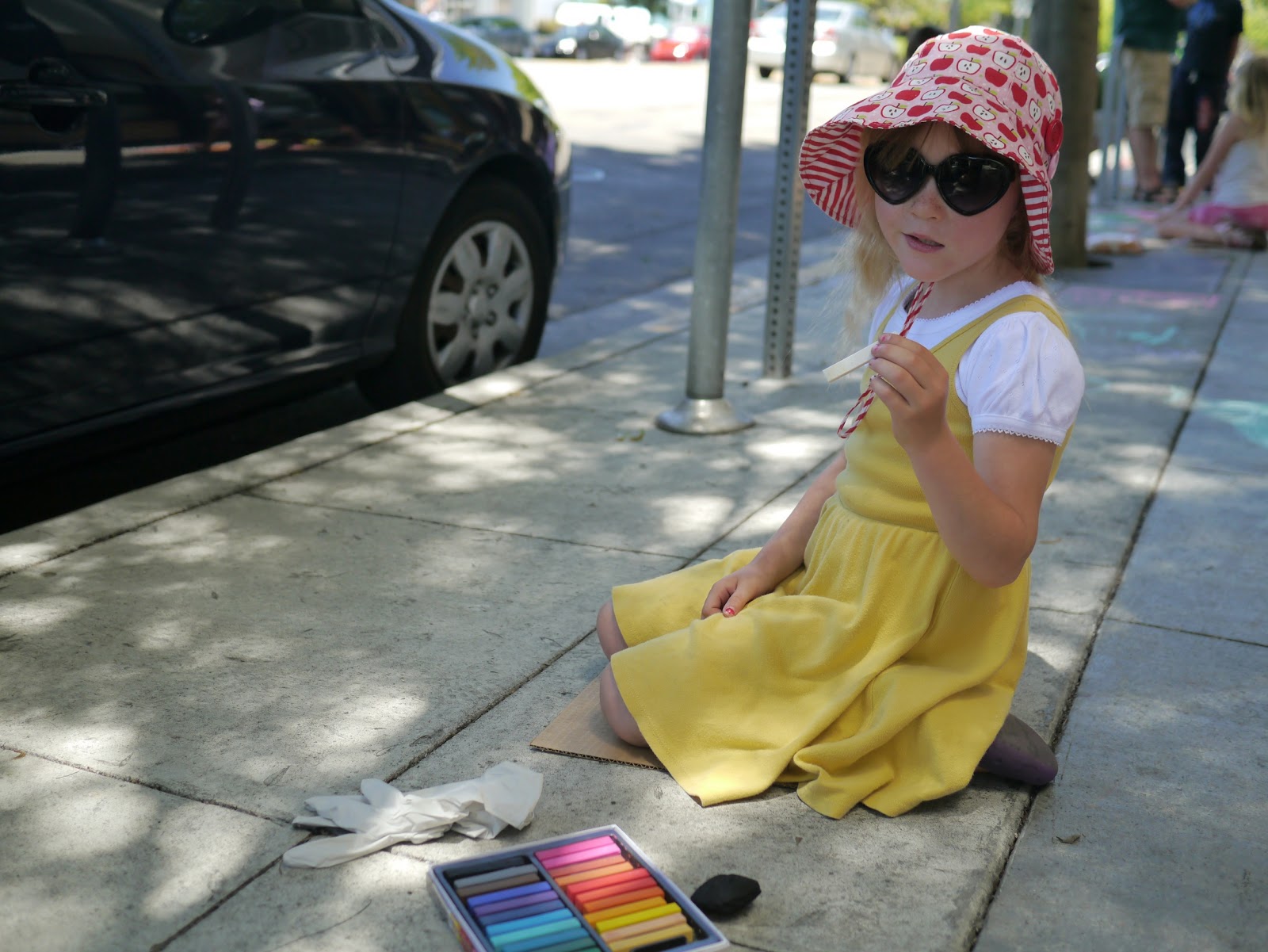 Our little artist with her blank canvas