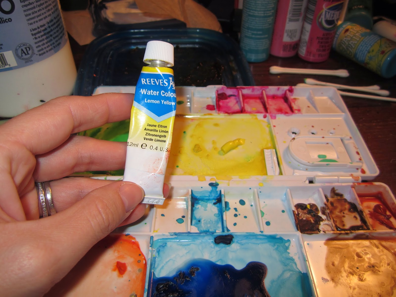 Drawing near Painted Papers Rubber Cement Resist