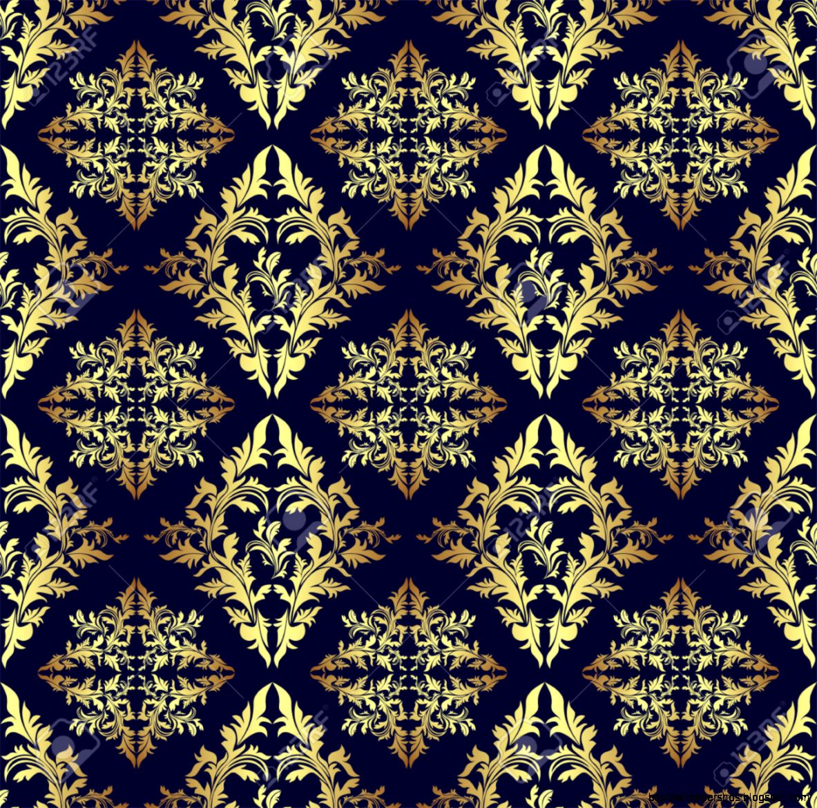 Luxury Seamless Ornamental Wallpaper Gold On Dark Blue Royalty Luxury Seamless Ornamental Wallpaper Gold On Dark Blue Royalty