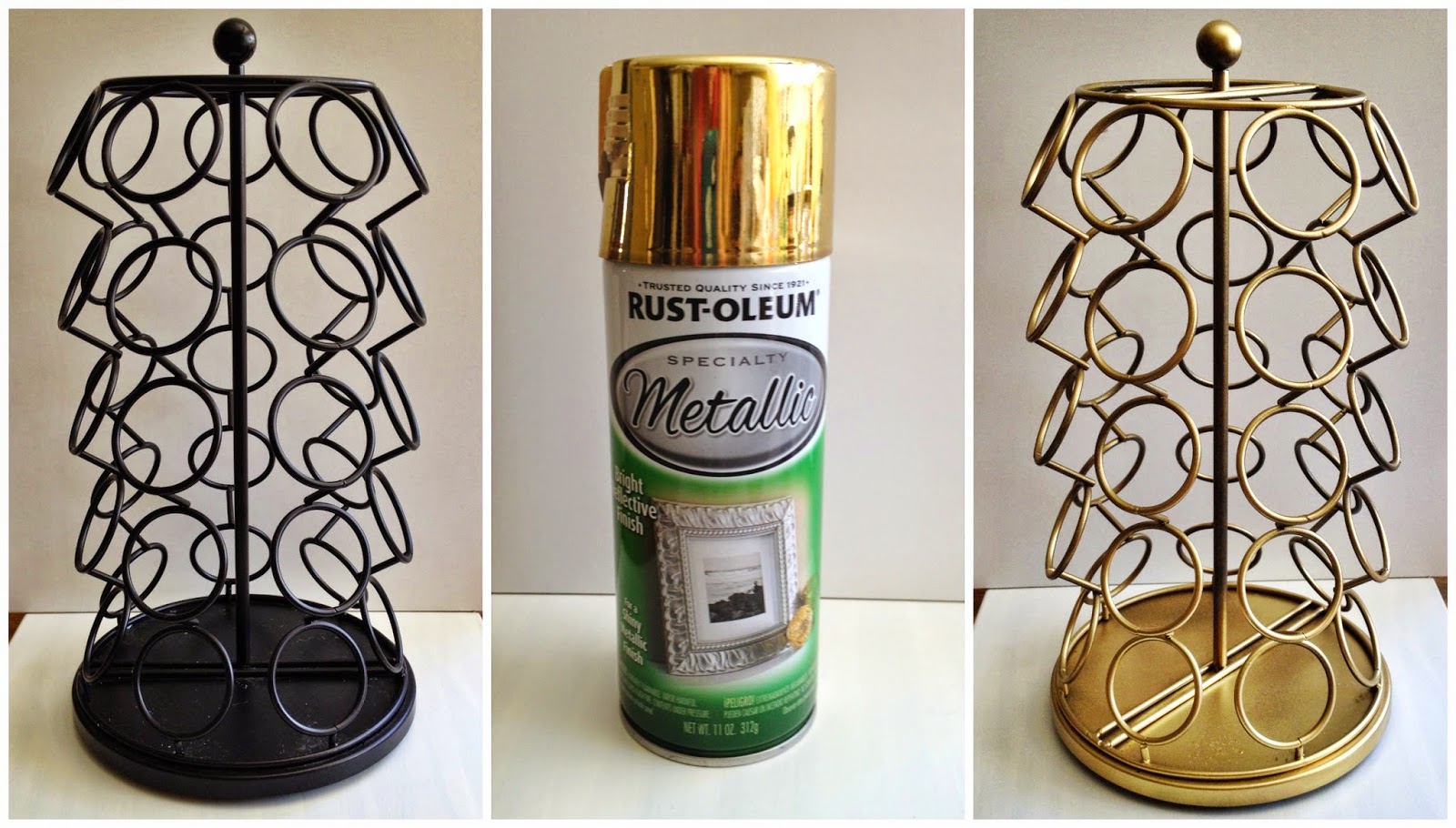 Step 1 Spray paint Keurig Caruosel. I went with a Rustoleummetallic gold