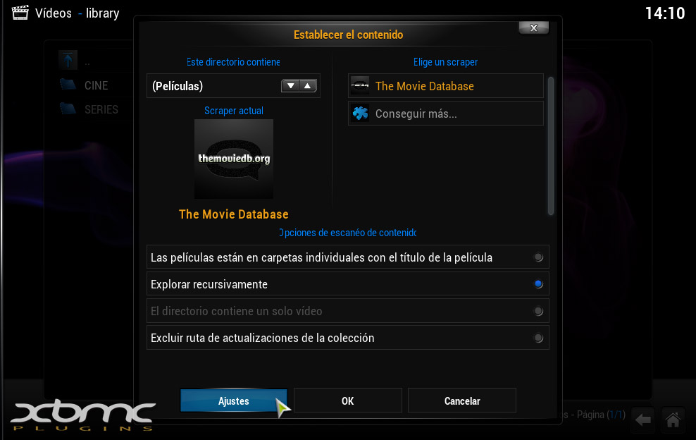 Como incluir las Películas y Series de "1Channel" en la Biblioteca de XBMC Como incluir las Películas y Series de "1Channel" en la Biblioteca de XBMC