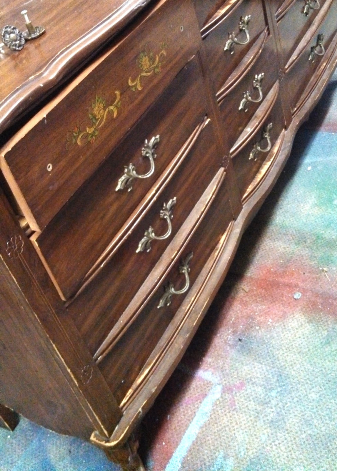 The Turquoise Iris Furniture & Art Vintage Yellow Distressed French