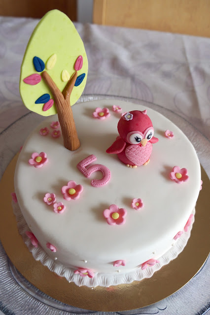 pink owl cake