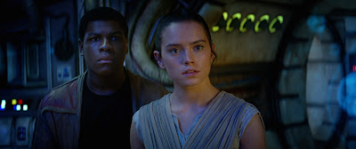Still of Daisy Ridley and John Boyega in Star Wars The Force Awakens