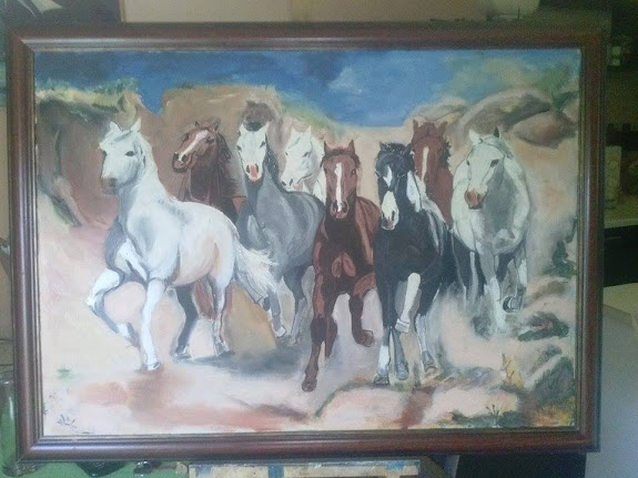 divlji konji -umetnička slika ulje na platnu75x55cm-Jasmina Miletić Đorđević slikar ikonopisac Niš
