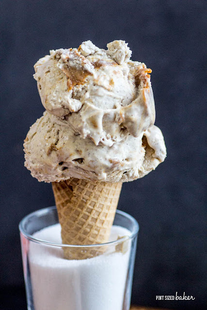 4 Ingredient Horchata Ice Cream spiked with a ribbon of dulce de leche running though it. It's so good!
