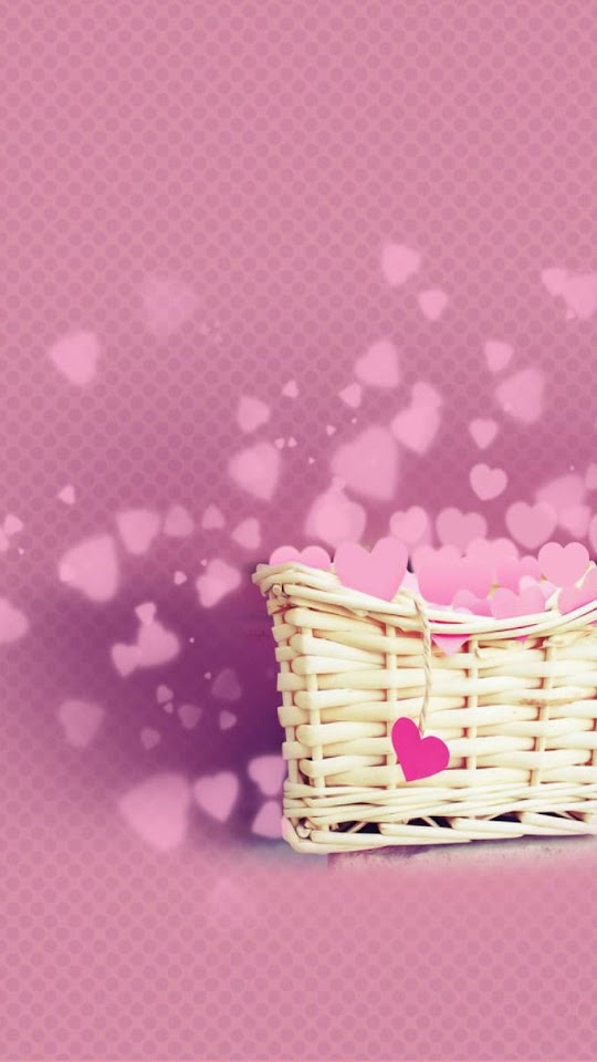 Love Basket Pink Hearts Android Wallpaper