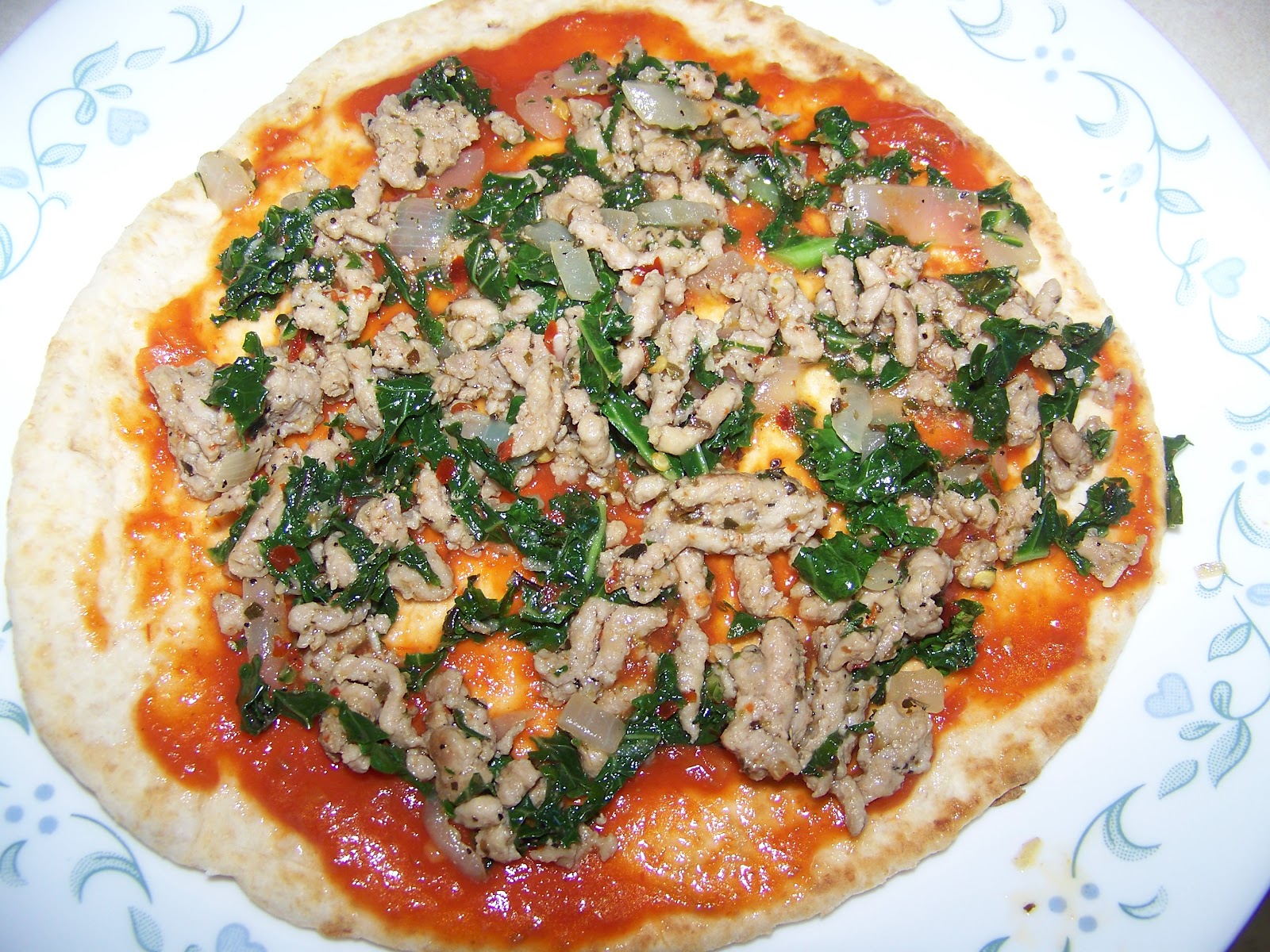Kitchen Simmer Sausage and Kale Pizza