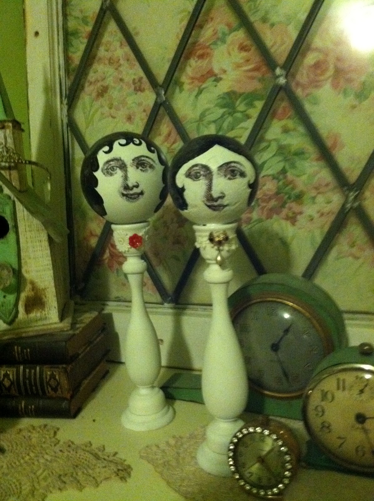 Pollyanna Reinvents "Antique Painted" Face Hat Stands