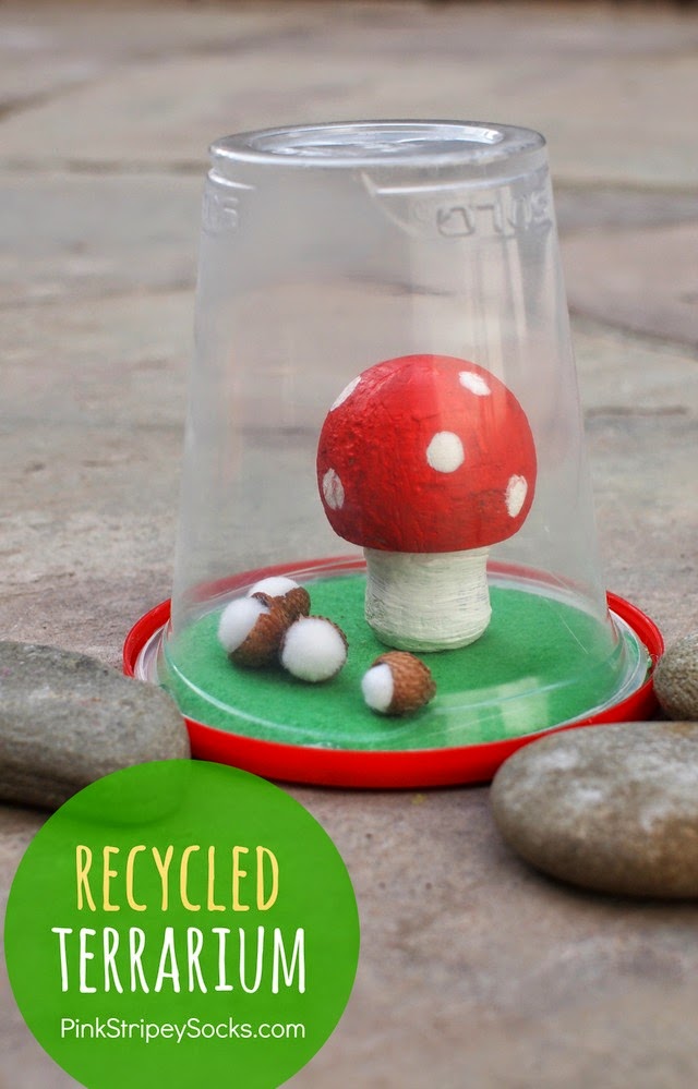 DIY Recycled Terrarium Pink Stripey Socks