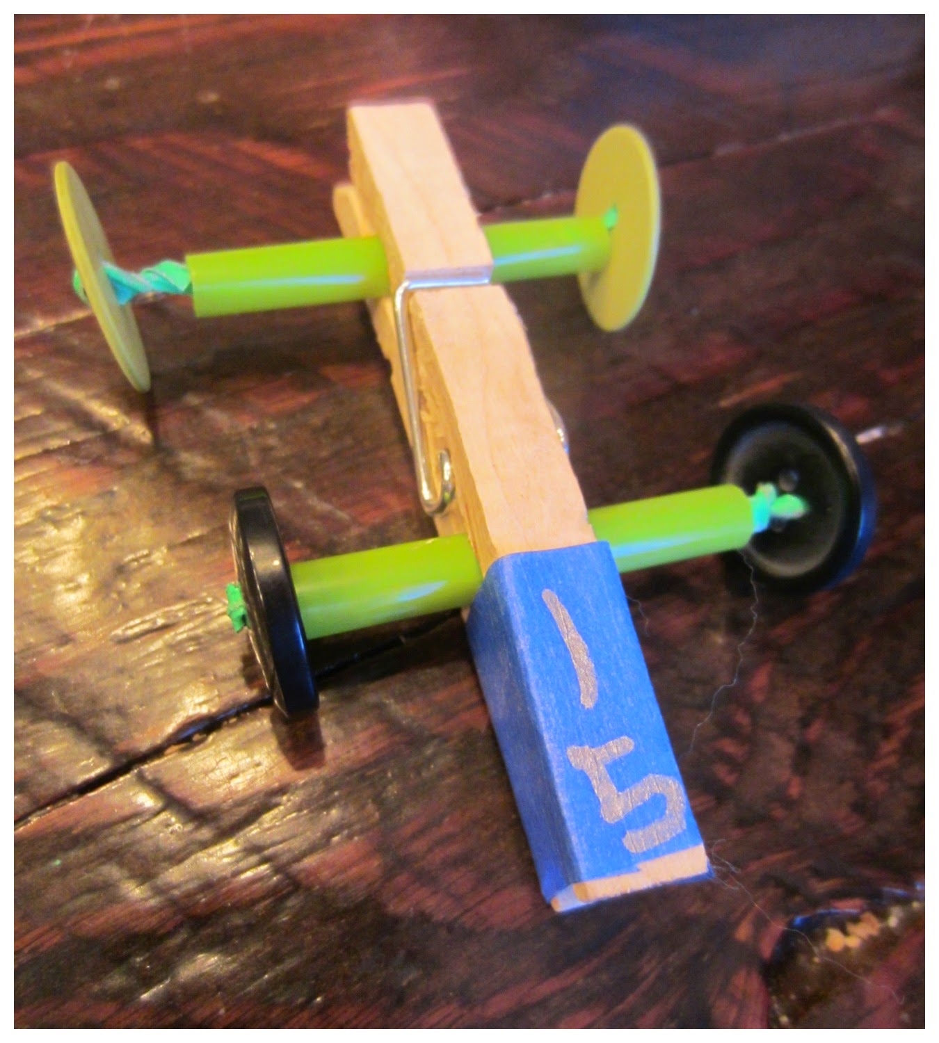 Relentlessly Fun, Deceptively Educational Homemade Closthespin Racecar