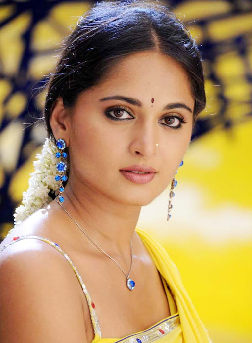 anushka in yellow saree latest photos