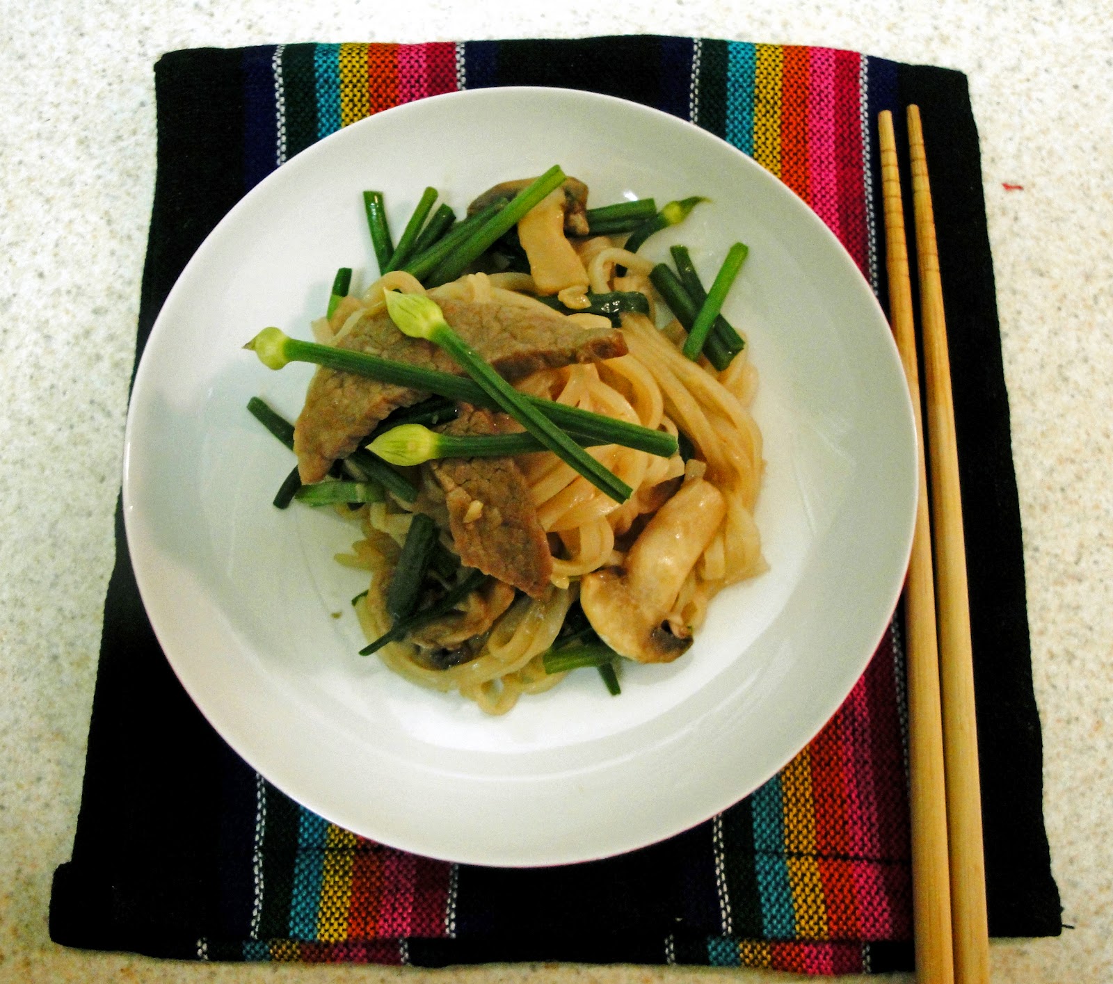 MD cooks for two Stirfry Beef and Garlic Chives