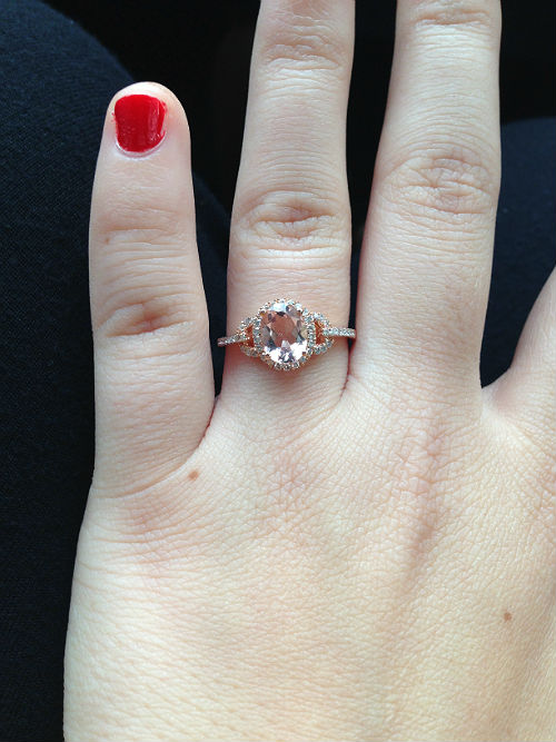 Morganite rose gold engagement ring