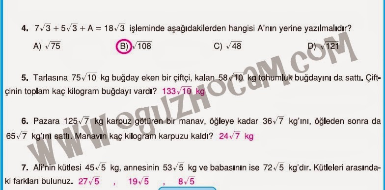 8.sınıf dörtel yayınları matematik çalışma kitabı sayfa 17 ile sayfa 23
