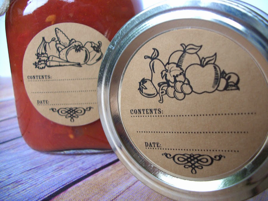 Colorful Adhesive Canning Jar Labels Rustic kraft paper mason canning