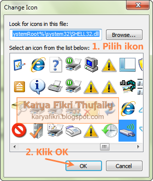 Tutorial - Cara mengganti ikon shortcut aplikasi di desktop windows - memilih ikon (karyafikri.blogspot.com)