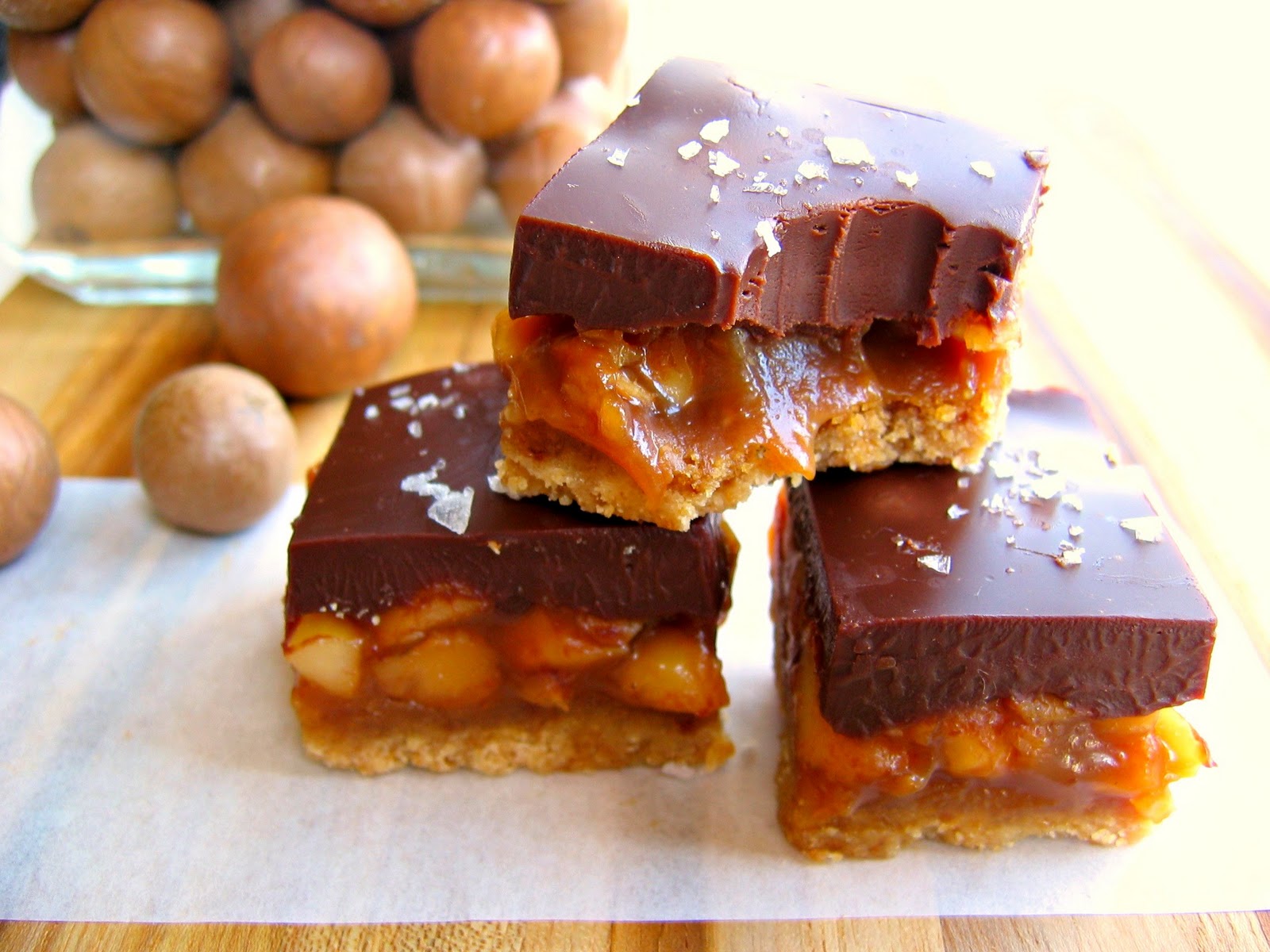 Chocolate Caramel Macadamia Nut Bars • The Bojon Gourmet
