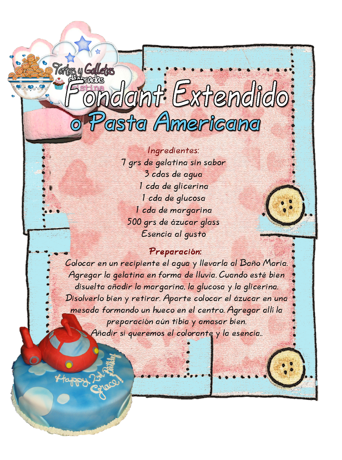 Tartas, Galletas Decoradas y Cupcakes Recetas Pasta Modelar