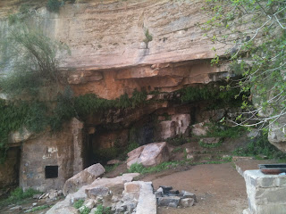 a cave in a rocky area