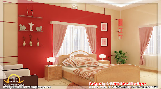 Bedroom interior red theme