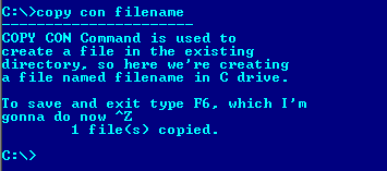 COPY CON Command overview