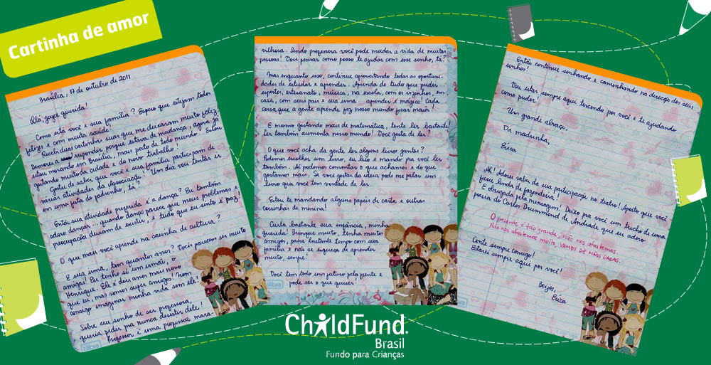 Emocionante: carta de madrinha para afilhada • Blog Child Fund Emocionante: carta de madrinha para afilhada • Blog Child Fund