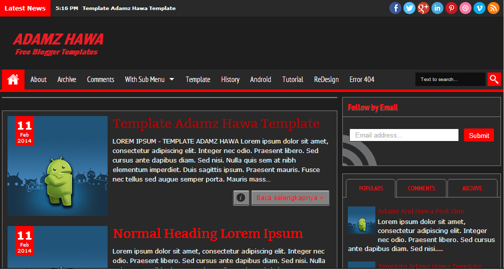 Adamz Hawa Simple Red Blogger Template Adamz Hawa Simple Red Blogger Template