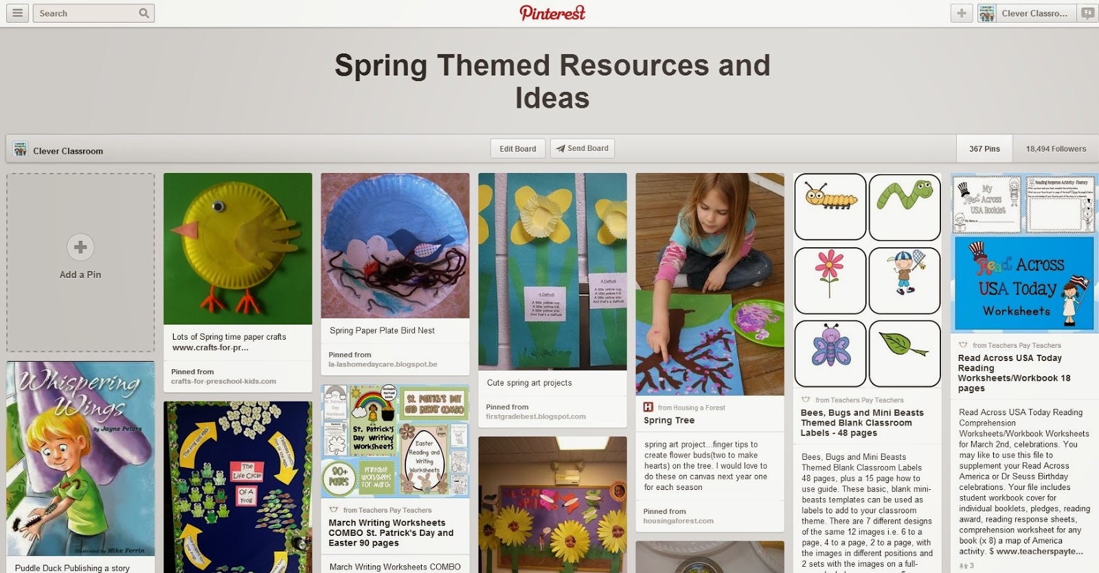 Spring Pinterest board Teaching Ideas and Resources via Clever Classroom Spring Pinterest board Teaching Ideas and Resources via Clever Classroom